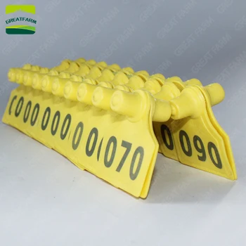

100sets TPU yellow orange green Laser word pig ear tag pig ear mark pig identification number pig ear card with copper head