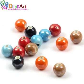 

OlingArt 24Pcs/lot Ceramic Charm Spacer Beads For Round Mixed 8mm Dia HOT sale DIY Jewelry Making Findings Fit Bracelet Necklace