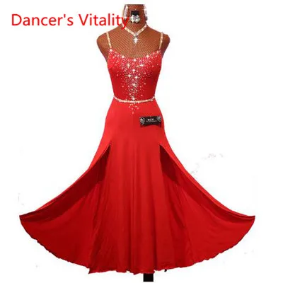 New Sexy Latin Dance Exercise Dress For Women Lace Stage Performance Cha cha Rumba Samba Competition/Performance Costume - Цвет: Красный