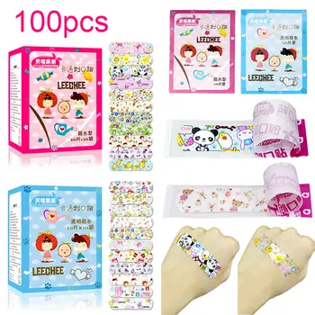 

100PCs Cute Cartoon Band Aid Waterproof Breathable Hemostasis Adhesive Bandages First Aid Emergency Kit For Kids Children