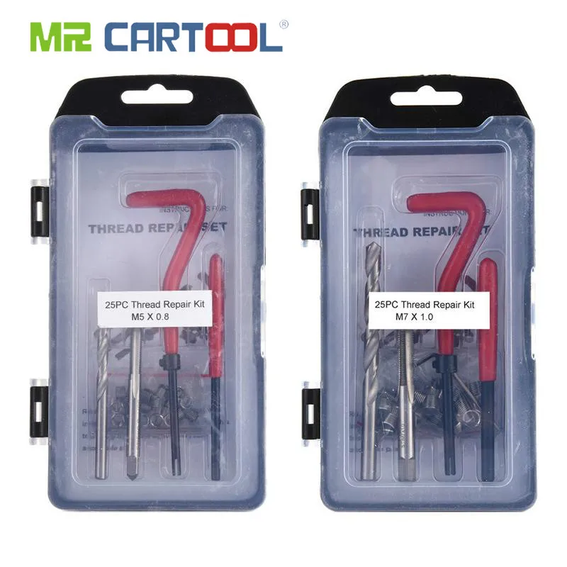 

25PCS/Packed Garage Thread Repair Kit M5 x 0.8 Thread Repair Insert Kit M7 x 1.0 Car Repair Tools