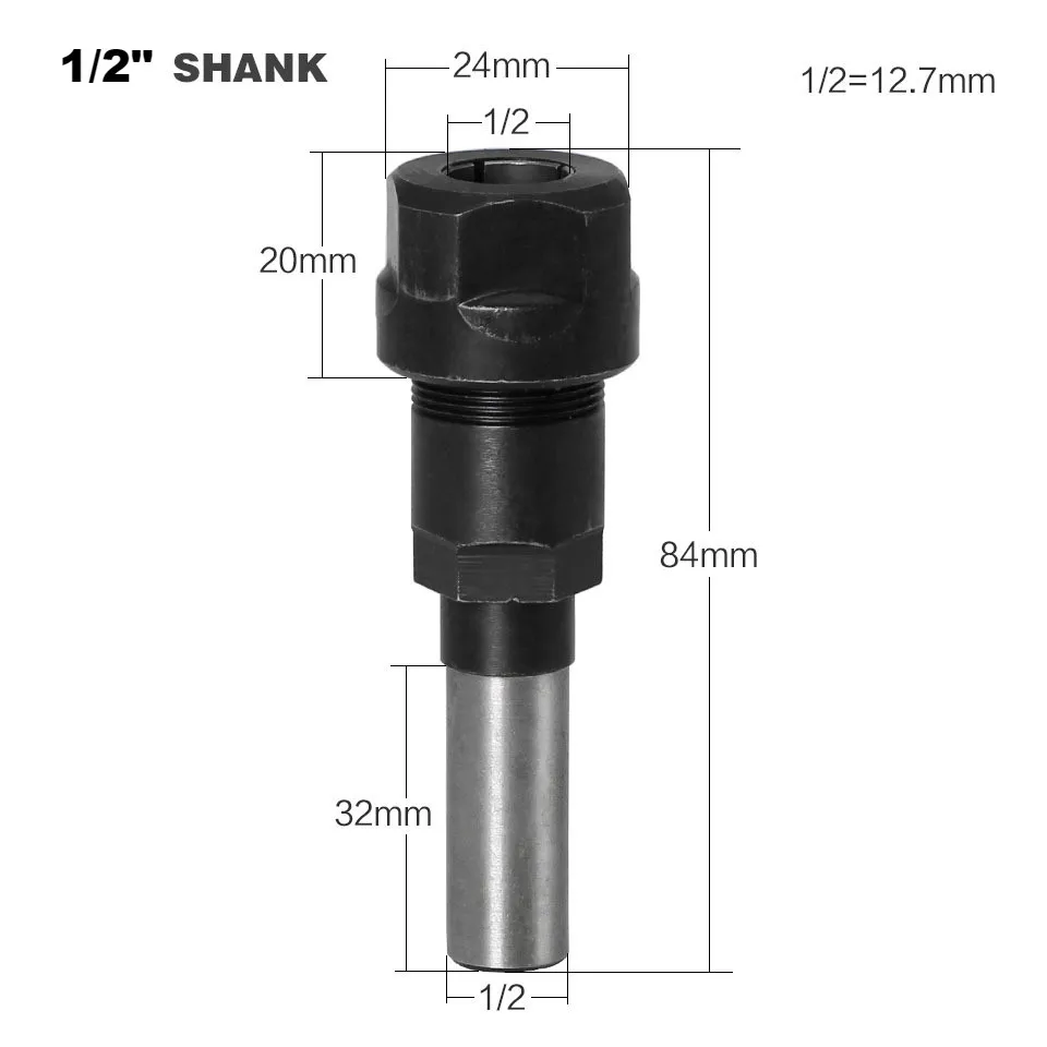Router Bits Collet Extension Engraving Machine Extension Rod 1/4" 8mm 1/2" Shank For Trimming Machine Woodworking Tools