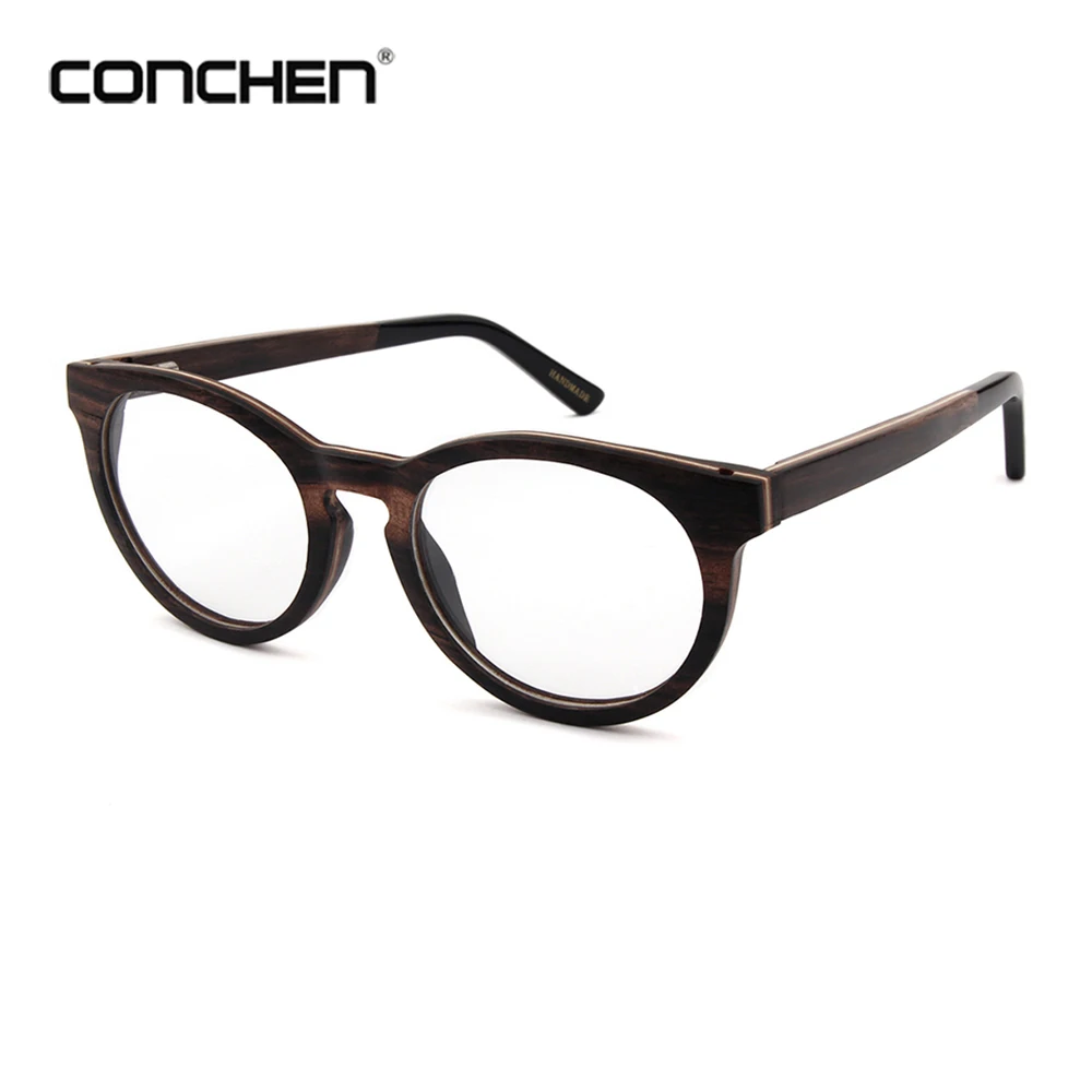 

CONCHEN Wooden Eyeglass Frames Men Optical Plain Glasses Women Full Frame Vintage Wood Eyewear Frame Bamboo