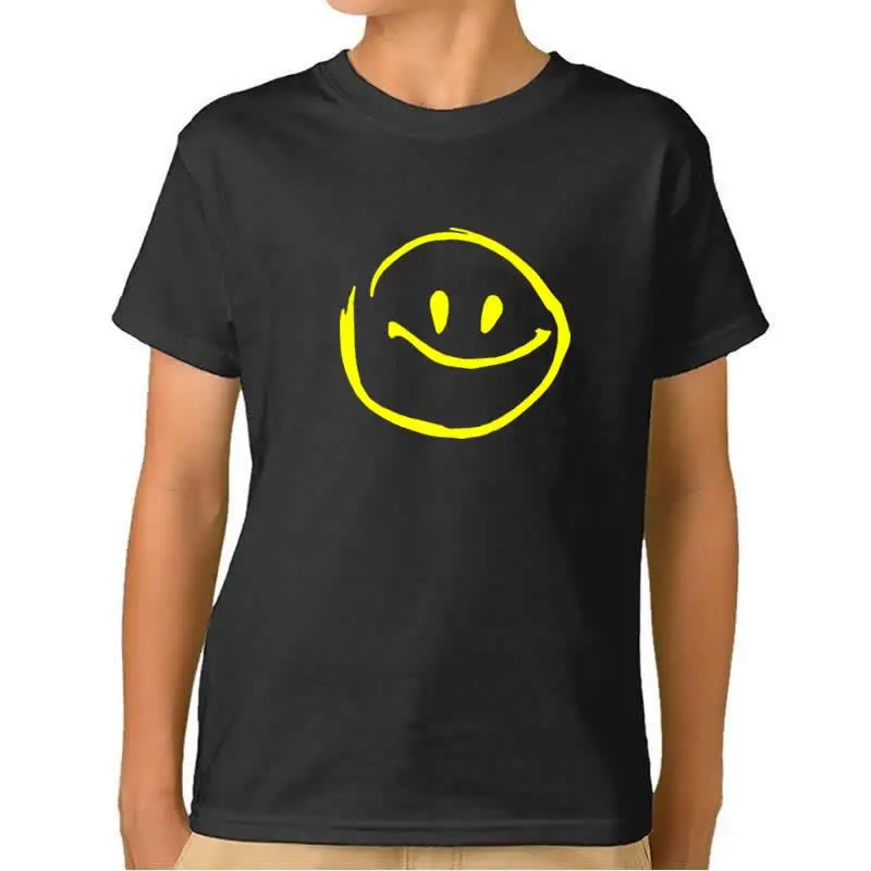 2018 New Fashion Cute Smiley Face Print Girls Boys T shirt Clothes T