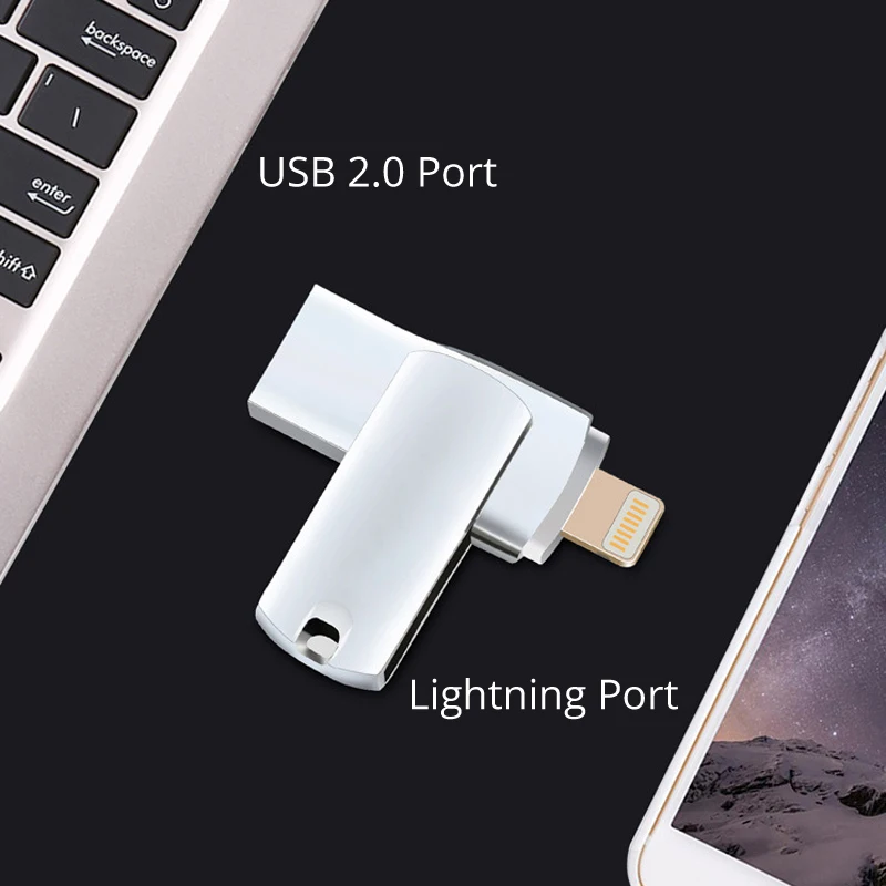 Металлическая usb-флешка 32 ГБ, USB флеш-накопитель для iPhone, флеш-накопитель 16 ГБ 32 ГБ 48 ГБ 64 Гб 128 ГБ для Mac, карта памяти