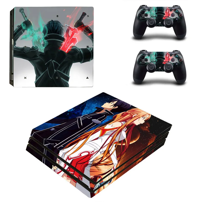 SAO PS4 Pro Skin PS 4 Pro наклейки Pegatinas Vinilo Sword Art онлайн скины для игровой консоли 4 Pro и двух контроллеров - Цвет: YSP4P-0055