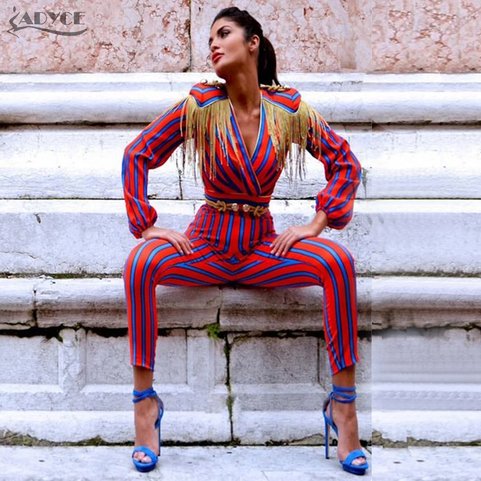 Adyce 2018 New Runway Fringe Jumpsuits Bodysuit Women Celebrity Party