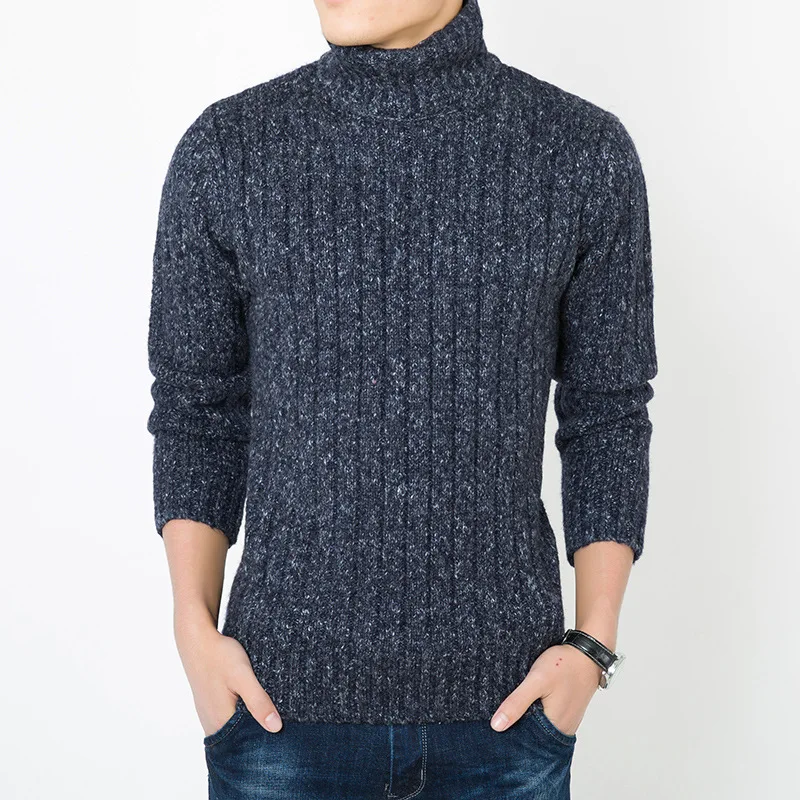 

MRMT 2018 Brand New Men's Sweater Thickened Turtleneck Pure Color Leisure Sweater for Male Self-cultivation Wool Knitwear