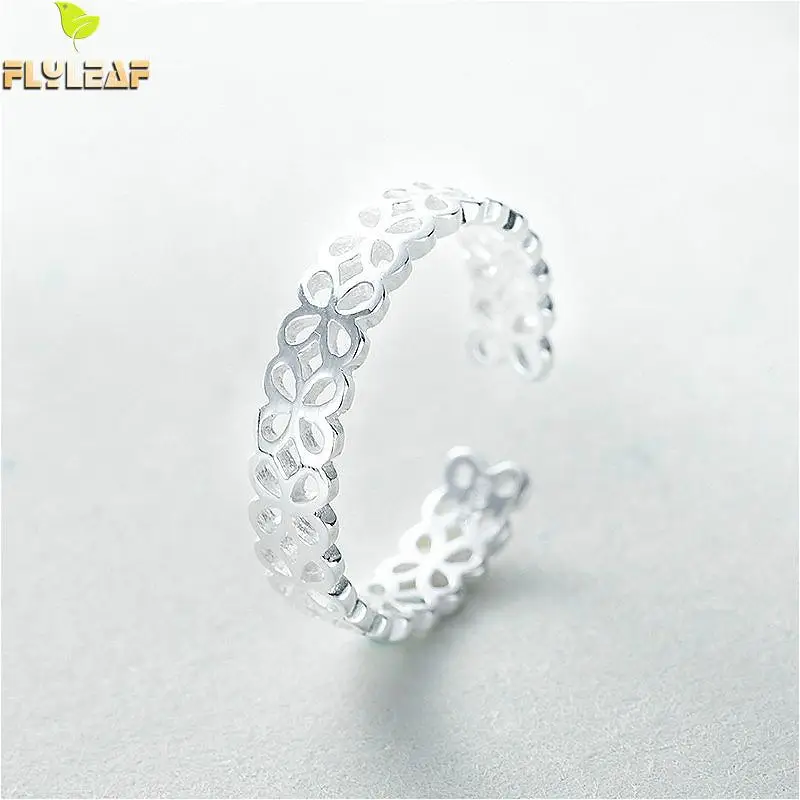 

Flyleaf 100% 925 Sterling Silver Hollow Lace Splice Open Rings For Women Creative Fashion Party Jewelry