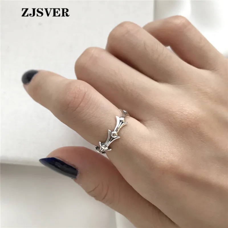 

ZJSVER Korean Jewelry 925 Sterling Silver Rings Silver Color Hiphop Style Arrow Loop Adjustable Women Ring For Festival Gift