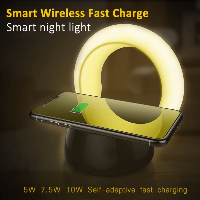 

Newest QI Wireless Charging Fast Charging Charger with Night Light For iPhone X 8 Samsung S9 S8 7 Plus @8 JD9