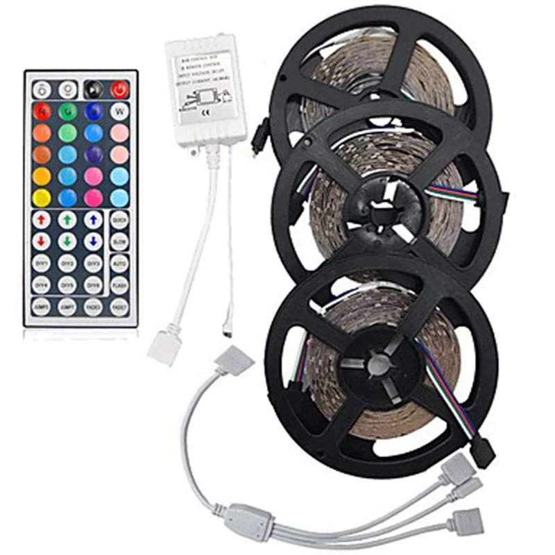 

15M SMD3528 RGB 900 LED Strip Light Kit Set + 44 Keys Controller + Cable Connect DC12V Non-Waterproof