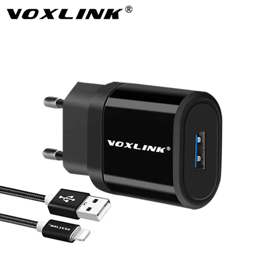 VOXLINK USB Charger 1 Port 5V 2.1A USB Wall/Travel Charger Portable Mobile Phone Charging Adapter with 1M USB cable For Samsung - Plug Type: with 8 pin cable