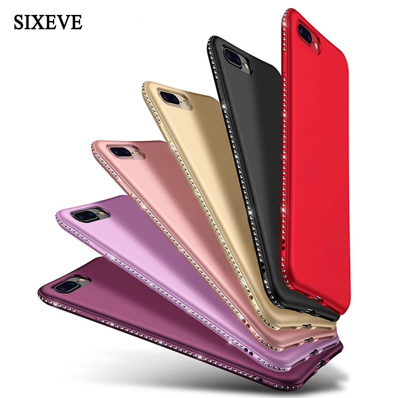 SIXEVE Блестящий 3D чехол со стразами для iPhone 8 7 Plus 6 S X прекрасный силиконовый девочек