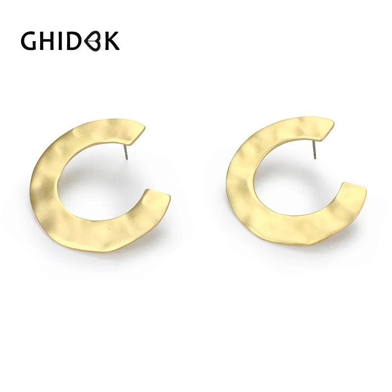 

GHIDBK Gold Color C Shape Hoop Earrings For Women Chic Open Circle Earring Hoops Simple Geometric Statement Earrings Minimalist