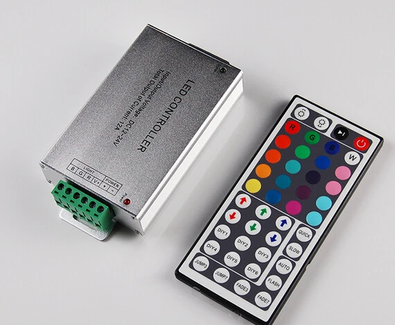 LED RGB Controller 12A /24A 12-24V 144W LED Controller With 44 key IR RGB Remote For 5050 3528 strip