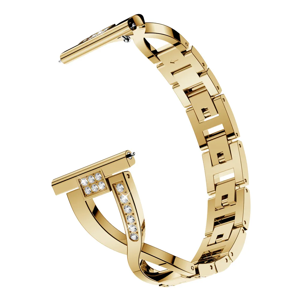 Модный X тип Стильный бриллиантовый браслет для samsung Galaxy Watch Active 2 1 ремешок металлический ремешок для женщин ремешок для Galaxy Watch 42 мм/46 мм - Цвет ремешка: Gold