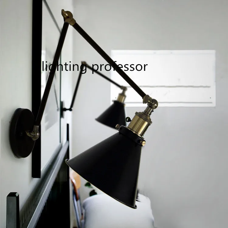 Us 72 19 23 Off Retro Two Swing Arm Wall Lamp For Bedroom Bedside Adjustable Wall Mount Swing Arm Lamp In Wall Lamps From Lights Lighting On