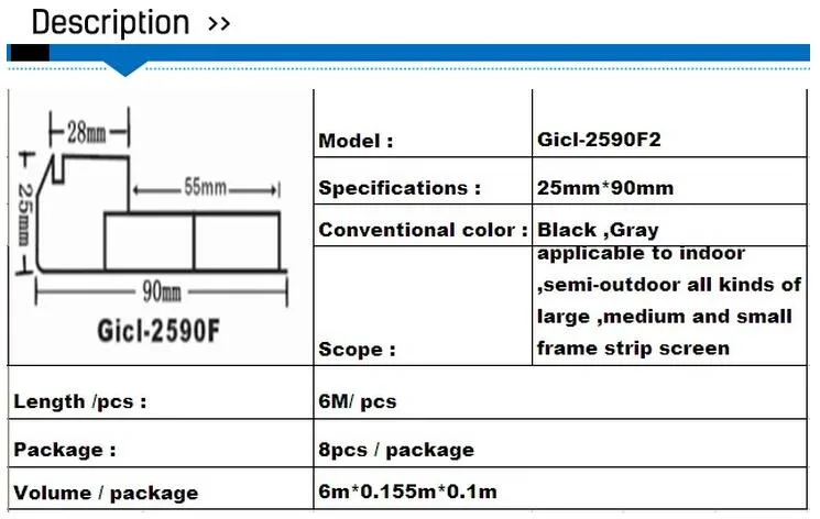 Заводская цена 1 м/катушка 6 шт./лот gicl 2590f3 9025 экструдированного алюминия профили LED Рамки черный Рамки СВЕТОДИОДНЫЙ дисплей знак Рамки