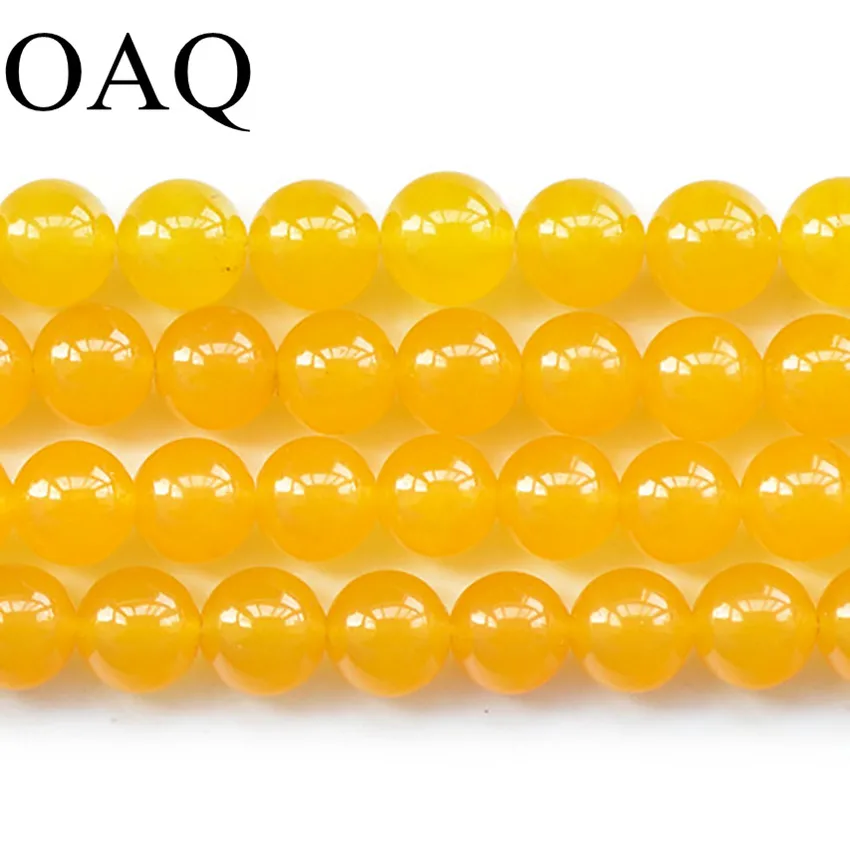 4 10mm Natural Stone Beads Smooth Yellow Beads Charms Beading Loose