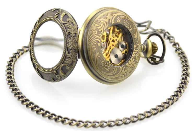 Мужские и женские механические часы скелетоны с подвеской лупой|pocket & fob watches|fob
