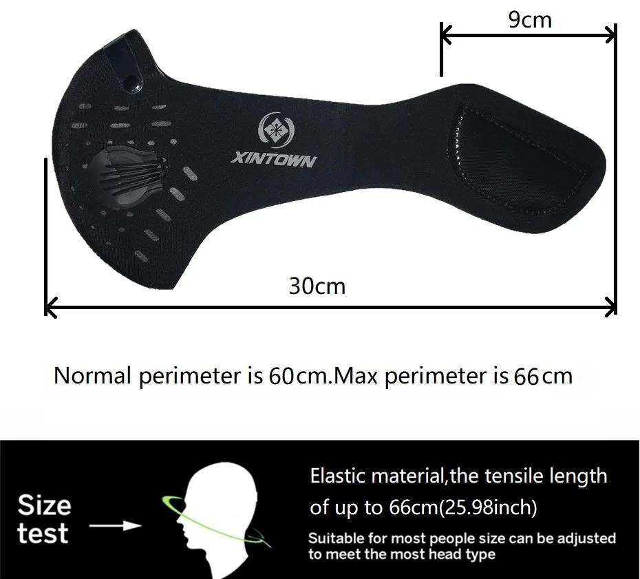 XINTOWN Мужская и женская велосипедная маска для упражнений, маска для лица с активированным углем, Пыленепроницаемая, анти-загрязняющая маска для велосипеда, маска для бега