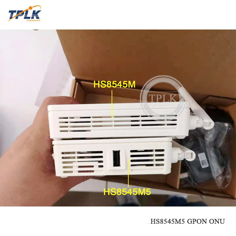 Самая дешевая цена 10 шт. HW HS8545M5 GPON ONU/ONT английская прошивка с 1GE+ 3FE+ 1TEL+ USB+ Wifi китайский мобильный логотип