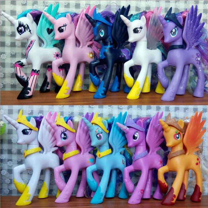 

ZSIIBO Pony toy 14cm Baoli plastic ornaments universe moon princess hand do rainbow sprint unicorn PVC action model doll girl