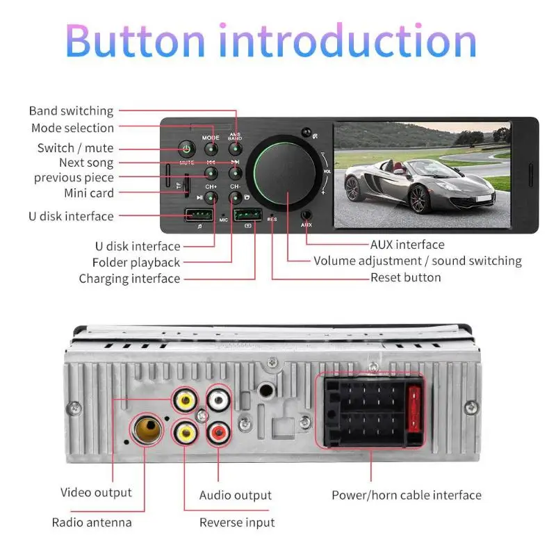 7805 1Din 4,1 дюймов TFT автомобильный стерео MP5 плеер FM радио BT4.0 USB AUX RCA с пультом дистанционного управления автомобиля mp4,mp5