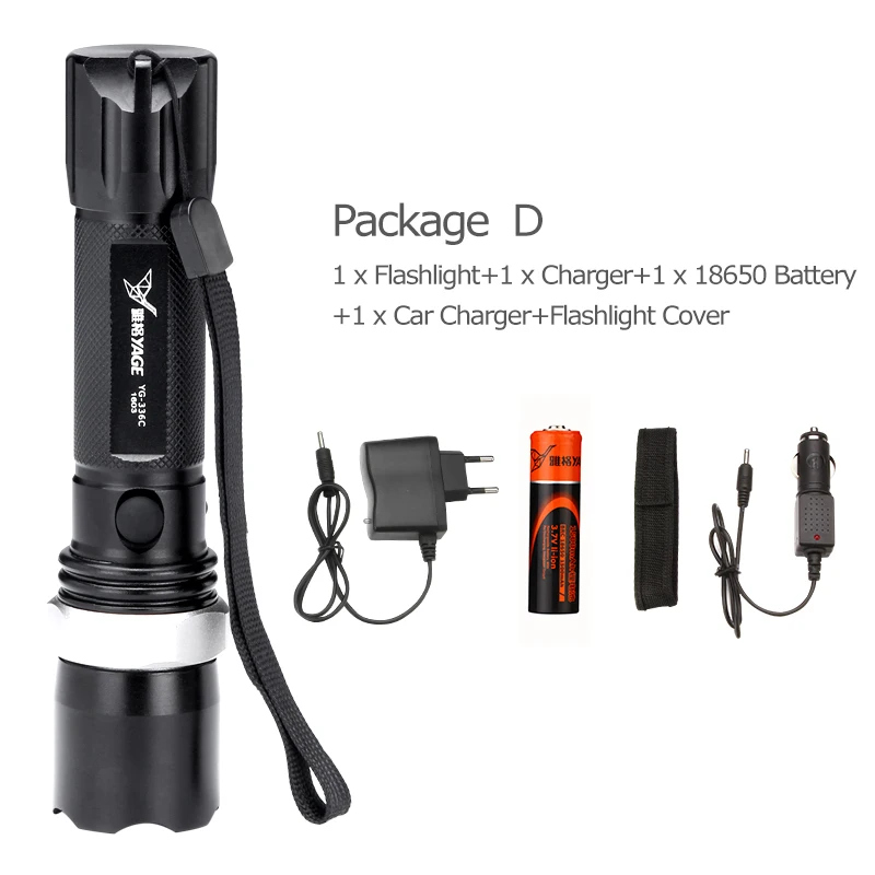 YAGE 336C Cree Фонарик Поворотный Масштабируемые 18650 Led водонепроницаемый Lanterna Лампе
