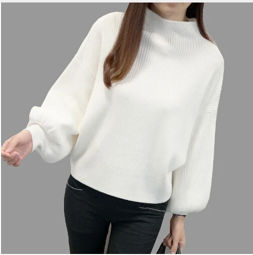 

Dropshipping 2019 New Winter Women Sweaters Fashion Turtleneck Batwing Sleeve Pullovers Loose Knitted Sweaters Female Jumper