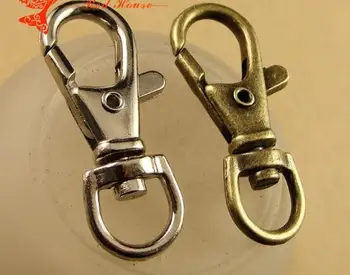 

200pcs Antique Lobster Clasp Hooks Bronze /Silver For Necklace&Bracelet Chain Keyring Keychain DIY Jewelry Accessory 40x16mm