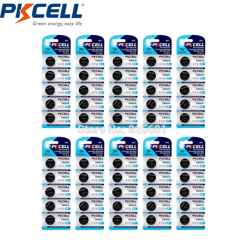 

50Pcs 10Card CR2016 3V 75mAh Battery 3V DL2016 KCR2016 LM2 Lithium Button Coin Battery For Watches Calculator Flashlights