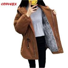 Плюс кашемировые хлопковые куртки женские средней длины Хлопок Плюс Размер Повседневная зимняя куртка с капюшоном Мех Ягненка Пальто Женская одежда