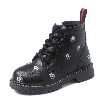 

2018 New Genuine leather Children's boots high quality girls Martin boots lace-up autumn winter kids brand boot 2-12Y size 26-37