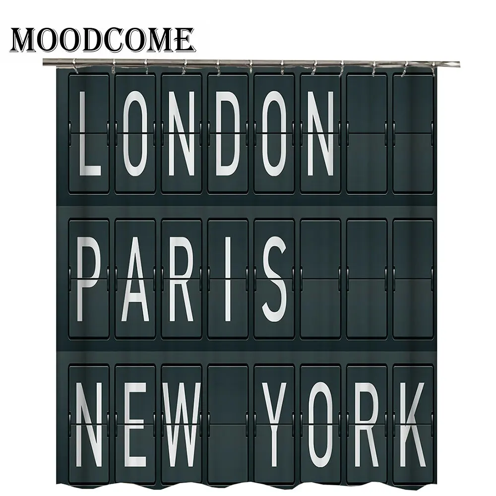 

London Shower Curtain Black New Arrival Paris Bath Curtain Waterproof Fabric Polyester Paris Bathroom Curtain