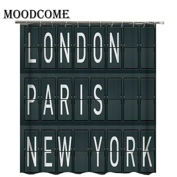 

London Shower Curtain Black New Arrival Paris Bath Curtain Waterproof Fabric Polyester Paris Bathroom Curtain