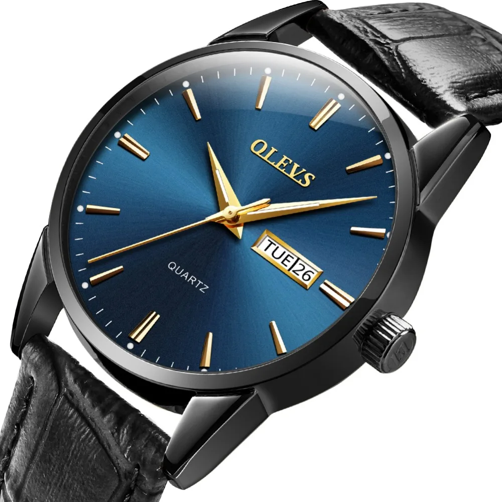 

Quartz Mens WatchesOLEVS Fashion Black Leather Watch For Men Waterproof Luminous Clock Male Date Relogio Masculino saat Man Gift