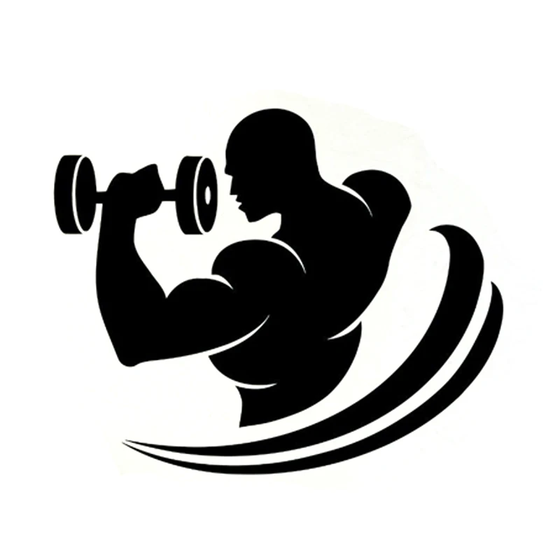 

14.1CM*11.5CM Interesting Barbell Sports Vinyl Decal Car Sticker Black/Silver S9-0666