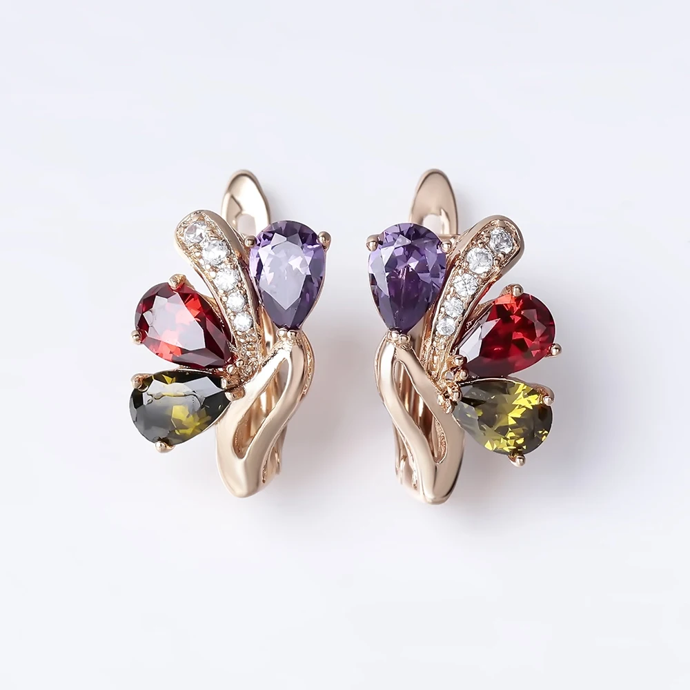 

HANRESHE Earrings Horse Eye Natural Zircon Cute Stud Earrings Gift Women Rose Gold Red Blue Crystal Cute Women Earings Jewelry