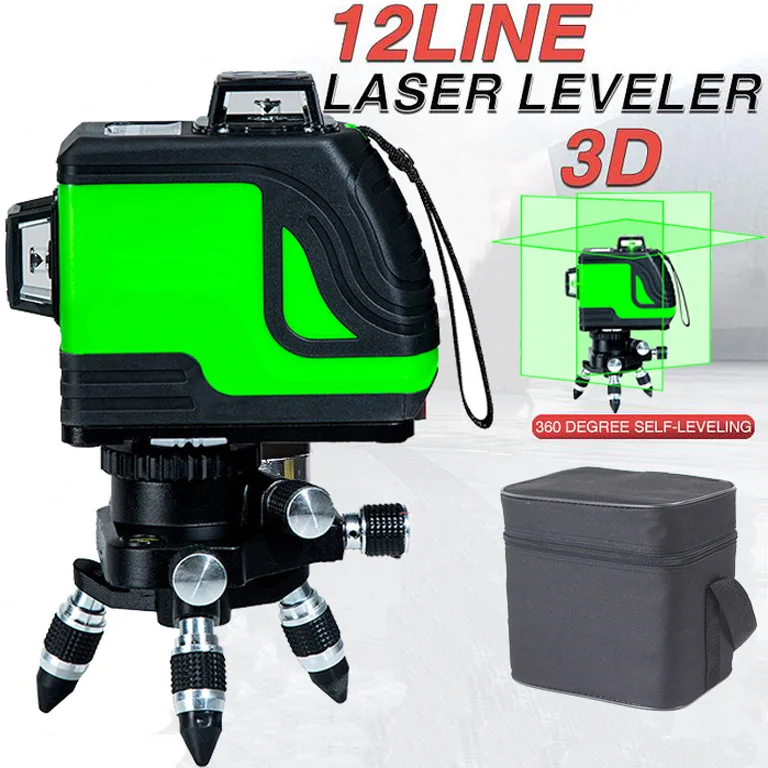 12 Lines Green Cross Line Laser Level 808nm 3D 360 Degree Rotation Auto