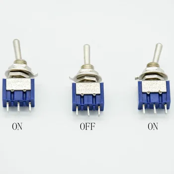 

5Pcs ON-OFF-ON 3 Pin 3 Position Mini Latching Toggle Switch SPDT AC 125V/6A 250V/3A