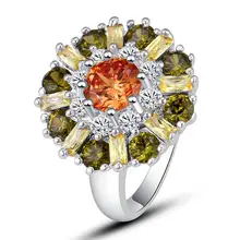 New Vogue Exalted Flower Pink Topaz & Citrine 925 Silver Ring Dimension 7 eight 9 10 11 12 Nobby Jewellery Present For Girls Wholesale