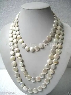 

LHX5568>>>>Beautiful 11-13mm White Coin Pearl 60" Long Necklace
