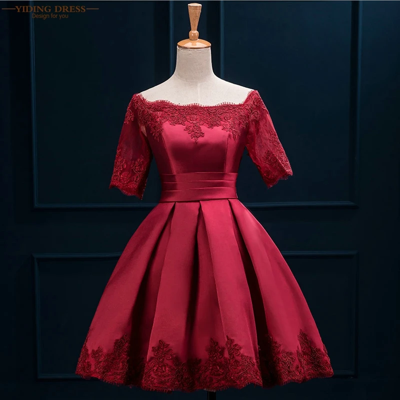 Prom-Dresses-2017-New-Arrival-Fast-Shipping-Elegant-Wine-Red-Half-Sleeves-Short-Lace-Prom-Dresses (1)