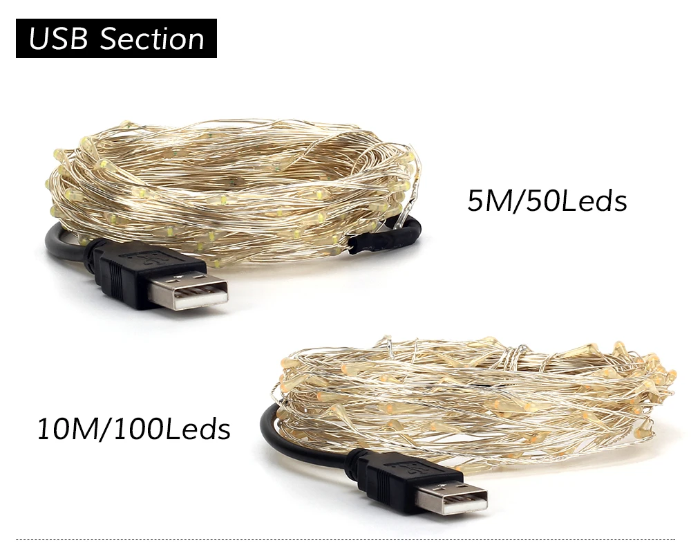 2 м, 5 м, 10 м, медный провод, сказочный светильник, s, USB, гирлянда, на батарейках, для рождества, свадьбы, вечеринки, декоративный светодиодный светильник