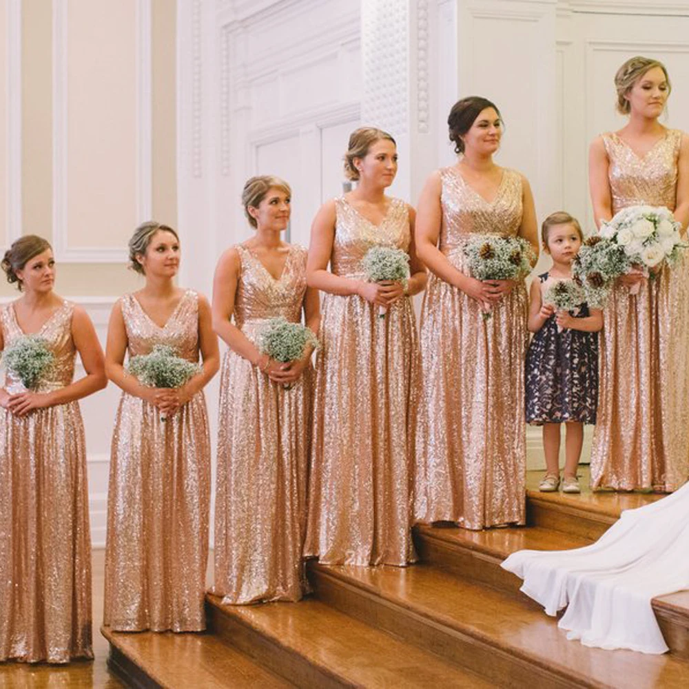 rose gold wedding party dress