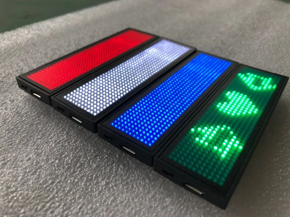 

HD-NT44 Red Color Scrolling Message Led Name Badge , 44x11 Pixel Single Color USB Rechargeable Led Name Tag For chest card Label