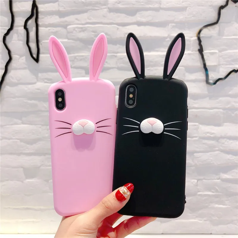 

3D Cute Cartoon Case for iphone 8 6 6s X 10 Plus Rabbit Soft TPU Coque Cover for iphone X 7 plus 8plus iphone 5 5s se Cases