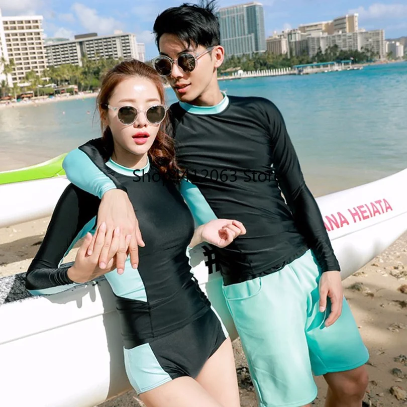 Купальники для пар Rashguard мужские и женские рубашки с длинными рукавами шорты